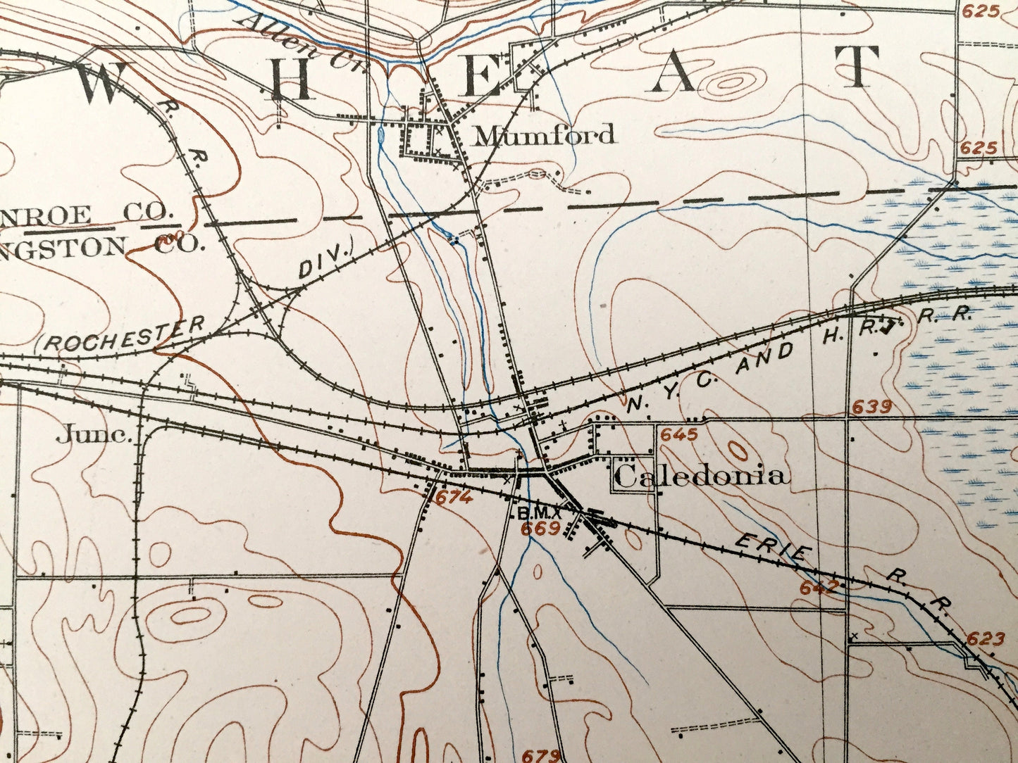 Antique Caledonia, New York 1904 US Geological Survey Topographic Map – Le Roy, Piffard, Retsof, Geneseo, Fowlerville, York, Livingston, NY