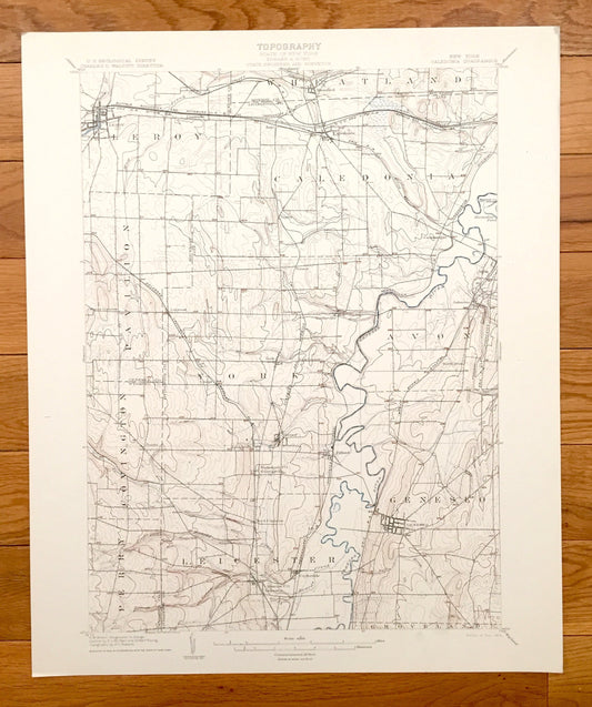 Antique Caledonia, New York 1904 US Geological Survey Topographic Map – Le Roy, Piffard, Retsof, Geneseo, Fowlerville, York, Livingston, NY