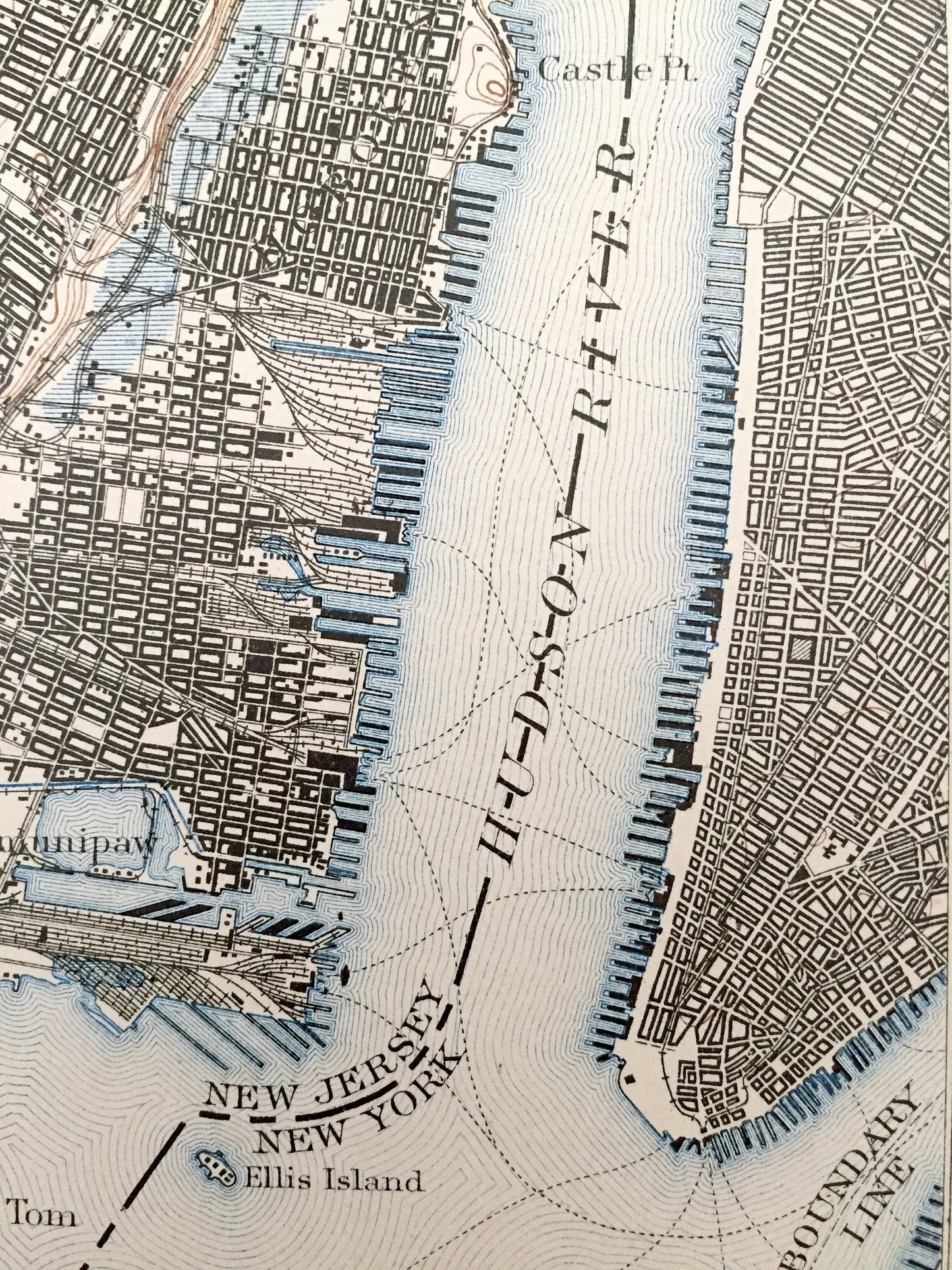 Antique Staten Island, New York City 1898 US Geological Survey Topographic Map – Manhattan, Brooklyn, Newark, Bayonne, Elizabeth, New Jersey