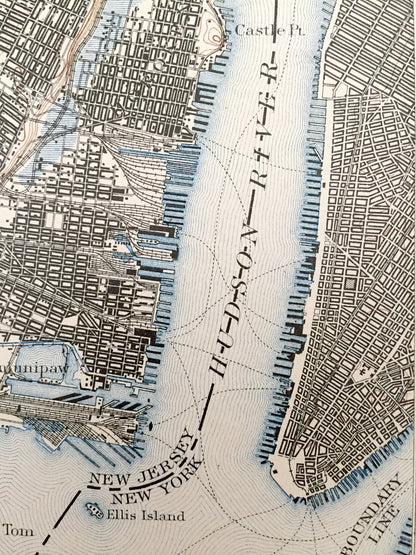 Antique Staten Island, New York City 1898 US Geological Survey Topographic Map – Manhattan, Brooklyn, Newark, Bayonne, Elizabeth, New Jersey