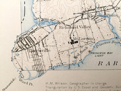 Antique Staten Island, New York City 1898 US Geological Survey Topographic Map – Manhattan, Brooklyn, Newark, Bayonne, Elizabeth, New Jersey