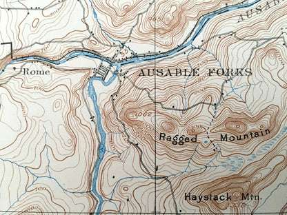 Antique Au Sable Forks, New York 1895 US Geological Survey Topographic Map – Adirondacks, Black Brook, Rome, Lewis, Jay, Chesterfield, NY