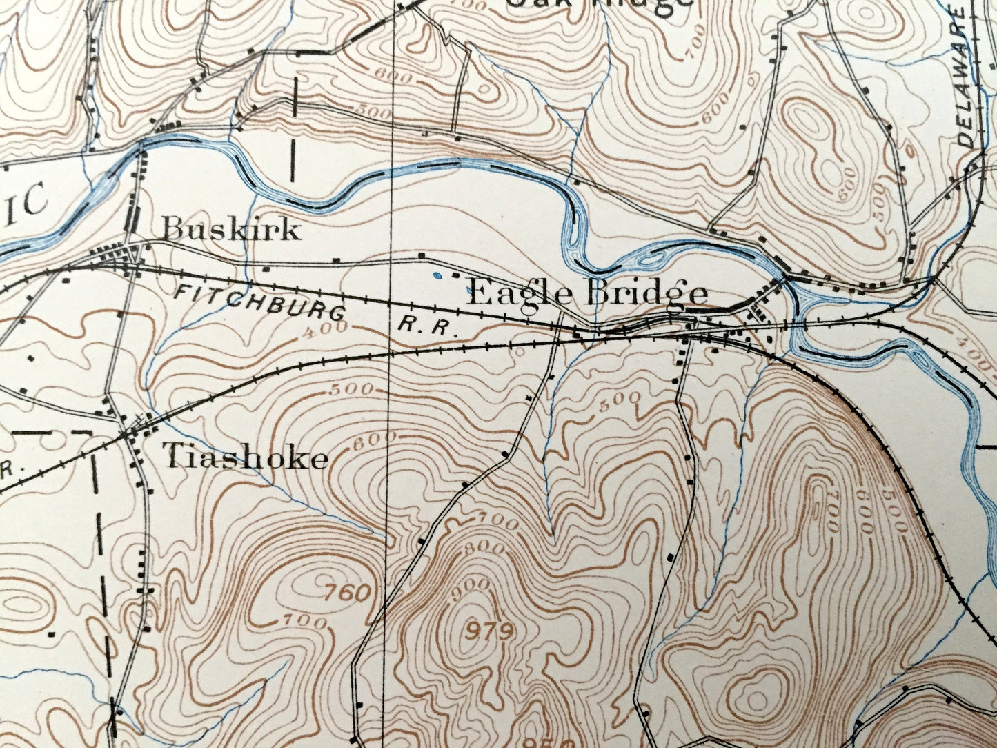 Antique Hoosick Falls, New York 1897 US Geological Survey Topographic Map – Petersburgh, Walloomsac, Eagle Bridge, Washington, Rennselaer NY