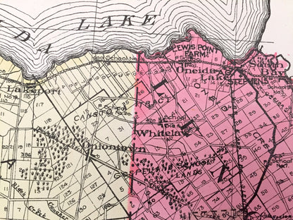 Antique Madison County, New York 1912 New Century Atlas Map – Oneida, Bridgeport, Cazenova, Chittenango, Canastota, Hamilton, Brookfield, NY