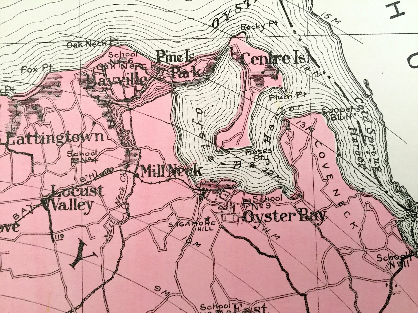 Antique Nassau County, New York 1912 New Century Atlas Map – Oyster Bay, Hempstead, Mineola, Freeport, Farmingdale, Long Beach, Rockaway, NY