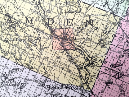 Antique Oneida County, New York 1912 New Century Atlas Map – Rome, Utica, Clinton, Camden, Boonville, Forestport, Oriskany Falls, Vienna, NY
