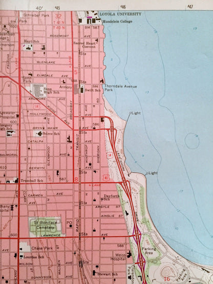 Antique Chicago Loop, Illinois 1963 US Geological Survey Topographic Map – Cook County, Lake Michigan, Lincoln Park, Niles, Lincolnwood
