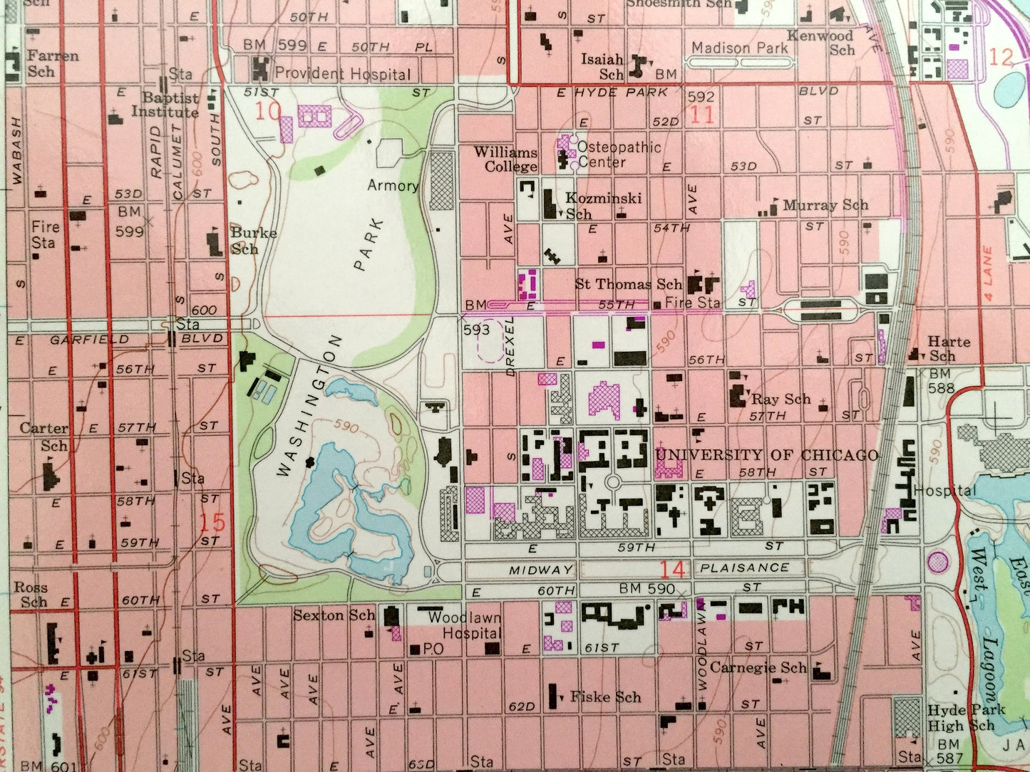 Antique Jackson Park, Illinois 1963 US Geological Survey Topographic Map – Cook County, Chicago, Lake Michigan, Northerly Island, Indiana IL