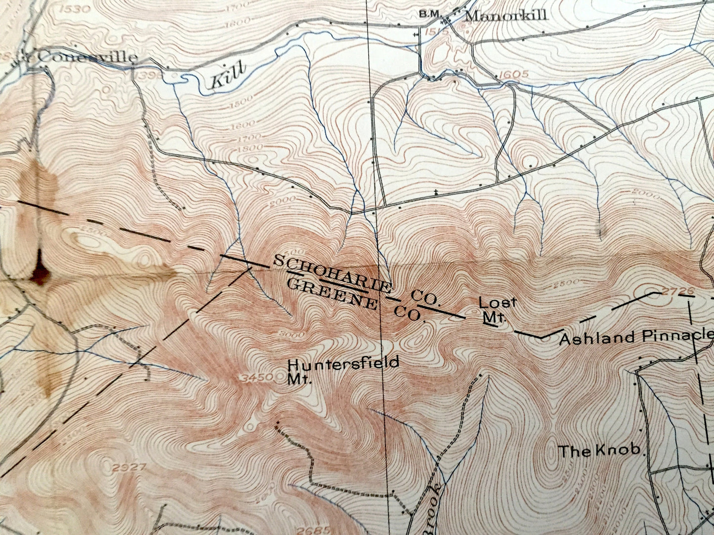 Antique Gilboa, New York 1903 US Geological Survey Topographic Map – Ashland, Prattsville, Delaware, Greene, Schoharie, Albany County, NY
