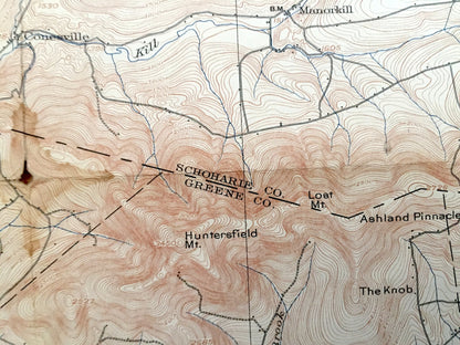 Antique Gilboa, New York 1903 US Geological Survey Topographic Map – Ashland, Prattsville, Delaware, Greene, Schoharie, Albany County, NY
