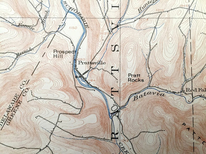 Antique Gilboa, New York 1903 US Geological Survey Topographic Map – Ashland, Prattsville, Delaware, Greene, Schoharie, Albany County, NY