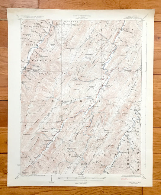 Antique Circleville, West Virginia 1924 US Geological Survey Topographic Map – Pendleton County, Mill Run, Franklin, Sugar Grove, Johnstown