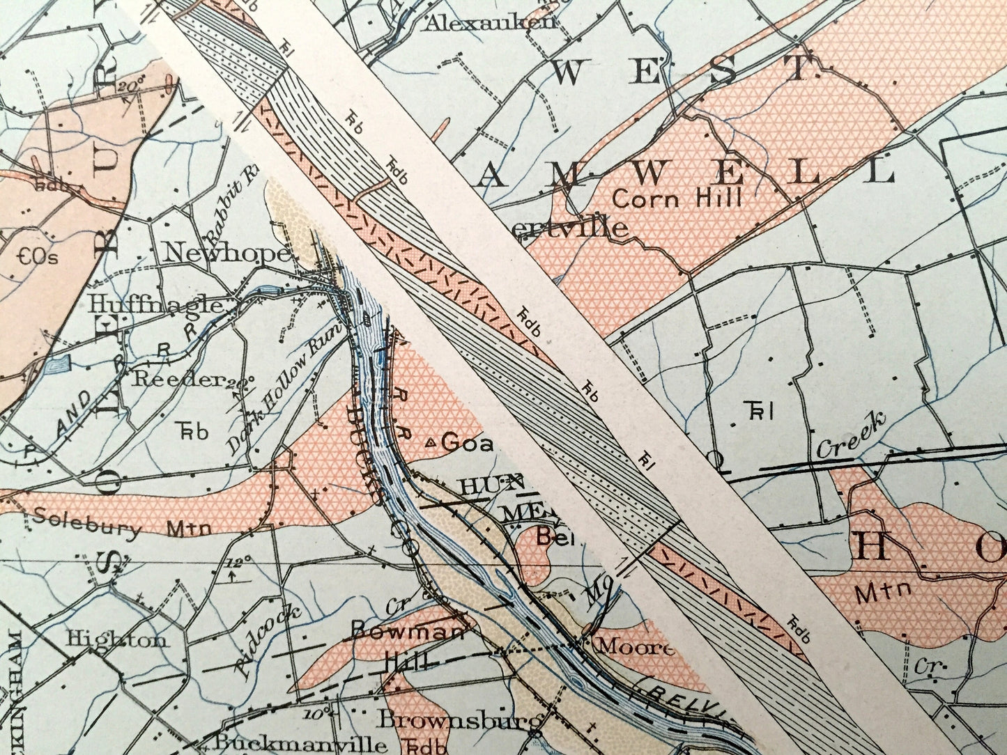 Antique New Jersey 1907 US Geological Survey Map – Princeton, Lambertville, Trenton, Washington Crossing Burlington New Hope Pennsylvania NJ