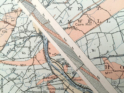 Antique New Jersey 1907 US Geological Survey Map – Princeton, Lambertville, Trenton, Washington Crossing Burlington New Hope Pennsylvania NJ