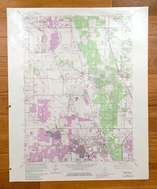 Antique Wheeling, Illinois 1963 US Geological Survey Topographic Map – Cook County, Northfield, Riverwoods, Vernon, Libertyville, Shields IL