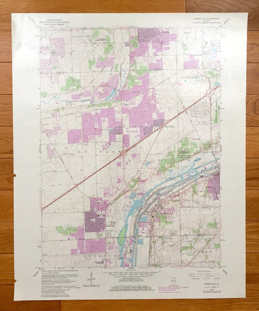 Antique Romeoville, Illinois 1962 US Geological Survey Topographic Map – Will County, Lockport, Du Page, Lisle, Downers Grove, Lemont, Homer