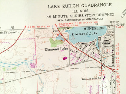 Antique Lake Zurich, Illinois 1960 US Geological Survey Topographic Map – Fremont, Ela, Barrington, Palatine, Wheeling Vernon Cuba Gilmer IL