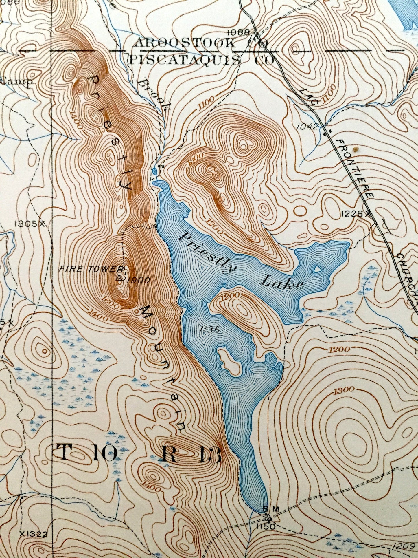 Antique Long Lake & Umsaskis Lake, Maine 1935 US Geological Survey Topographic Map – Aroostook County, Allagash River Grey Brook Mountain ME