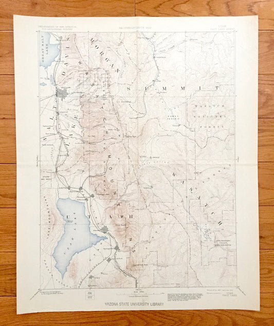 Antique Salt Lake City, Utah 1885 US Geological Survey Topographic Map – Provo, Farmington, Lehi, American Fork, Pleasant Grove, Salem, UT