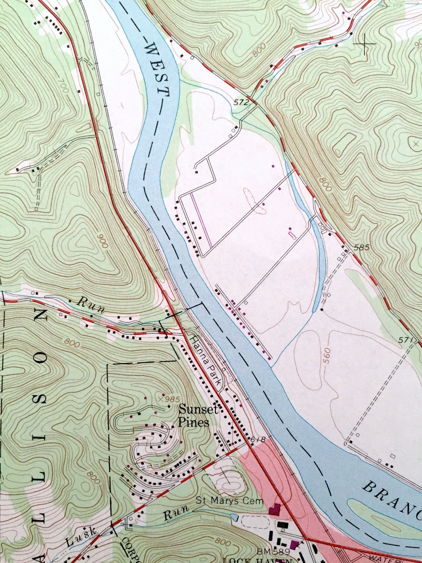 Antique Lock Haven, Pennsylvania 1965 US Geological Survey Topographic Map – Clinton County, Flemington, Woodward, Gallagher, Dunnstable, PA