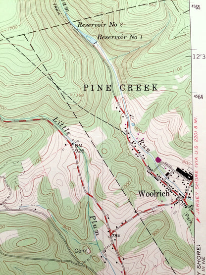 Antique Lock Haven, Pennsylvania 1965 US Geological Survey Topographic Map – Clinton County, Flemington, Woodward, Gallagher, Dunnstable, PA