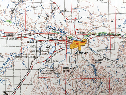 Antique Havre, Montana 1958 US Geological Survey Topographic Map – Chinook, Harlem, Fresno, Lohman, Wagner, Bearpaw Mountains, Fort Belknap