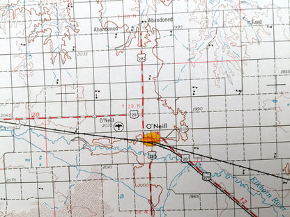 Antique O'Neill, Nebraska 1969 US Geological Survey Topographic Map – Atkinson, Bassett, Ainsworth, Stuart, Neligh Orchard Missouri River NE