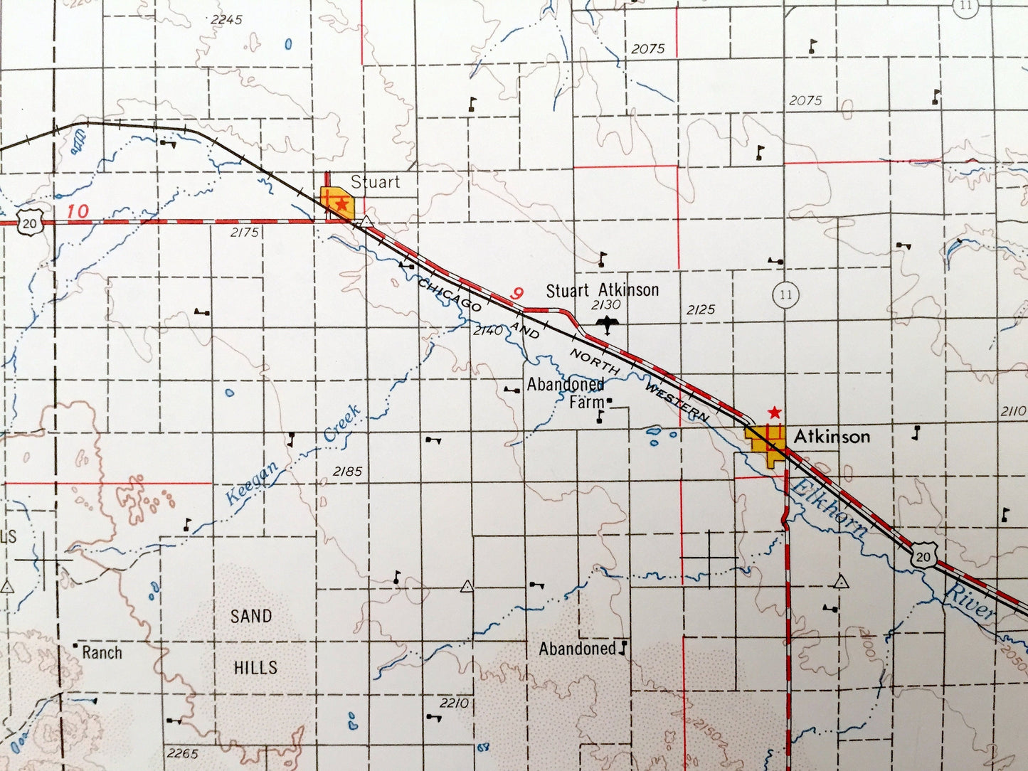 Antique O'Neill, Nebraska 1959 US Geological Survey Topographic Map – Atkinson, Bassett, Ainsworth, Stuart, Neligh Orchard Missouri River NE