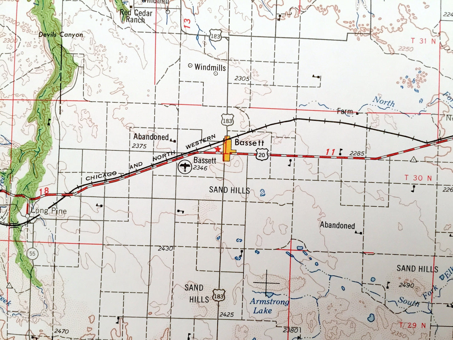 Antique O'Neill, Nebraska 1959 US Geological Survey Topographic Map – Atkinson, Bassett, Ainsworth, Stuart, Neligh Orchard Missouri River NE