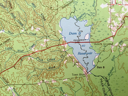 Antique Beaumont, Texas 1954 US Geological Survey Topographic Map – Livingston, Madisonville, Huntsville, Cleveland, Conroe, Silsbee, TX