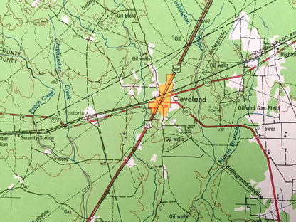Antique Beaumont, Texas 1954 US Geological Survey Topographic Map – Livingston, Madisonville, Huntsville, Cleveland, Conroe, Silsbee, TX