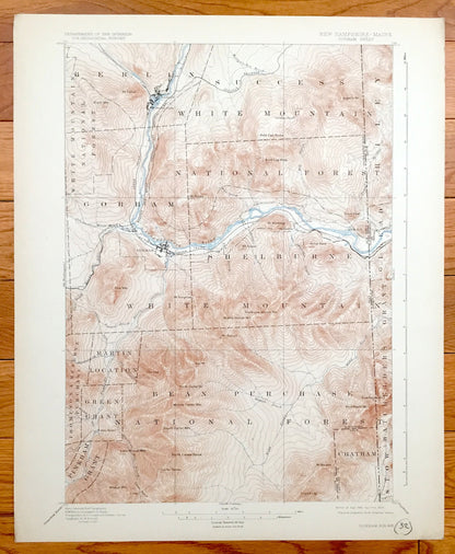 Antique Gorham, New Hampshire 1893 US Geological Survey Topographic Map – Oxford County, Berlin, Success, Shelburne, White Mountains, NH