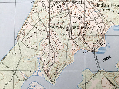 Antique Indian Head, Maryland & VA 1949 US Geological Survey Topographic Map – Charles County, Potomac Heights, Marbury, Glymont, Doncaster