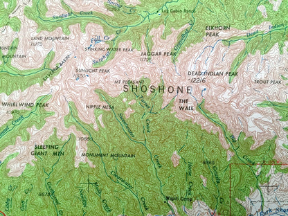 Antique Cody, Wyoming 1962 US Geological Survey Topographic Map – Powell, Greybull, Basin, Lovell, Cowley, Garland, Shoshone National Forest