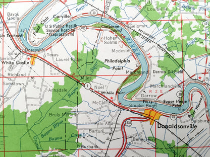 Antique Baton Rouge, Louisiana 1962 US Geological Survey Topographic Map – New Orleans, Lafayette, Port Allen, Donaldsonville, New Iberia LA