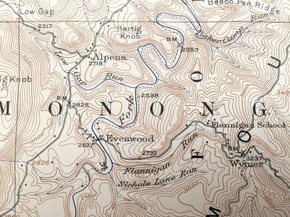 Antique Horton, West Virginia 1924 US Geological Survey Topographic Map – Randolph County, Hazelwood, Wheeler, Bowden, Meadows, Monongahela