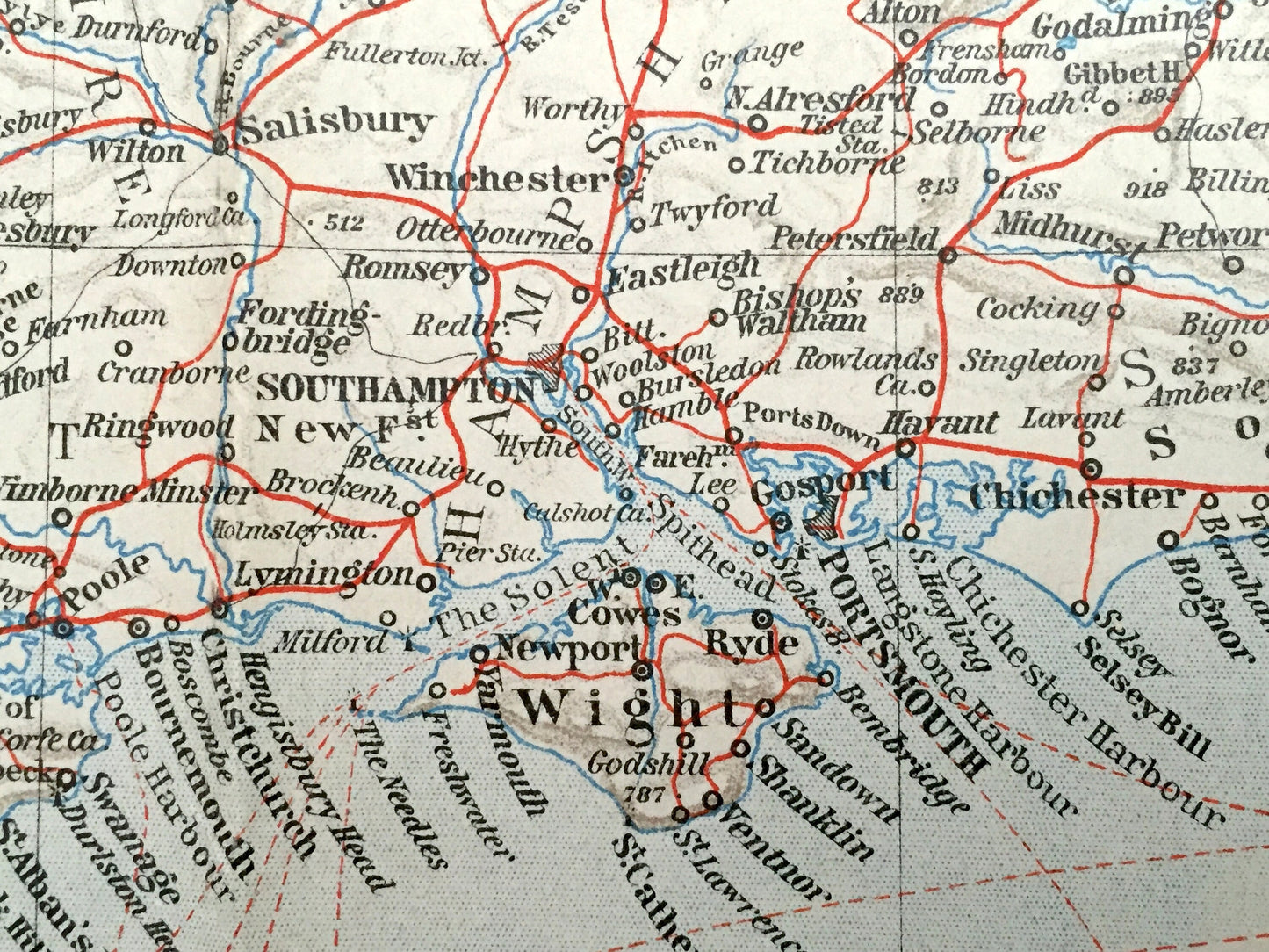 Antique 1927 England & Wales Map from Baedekers Atlas of Great Britain – Ireland, London, Brighton, Dover, Manchester, Leeds, Birmingham, UK