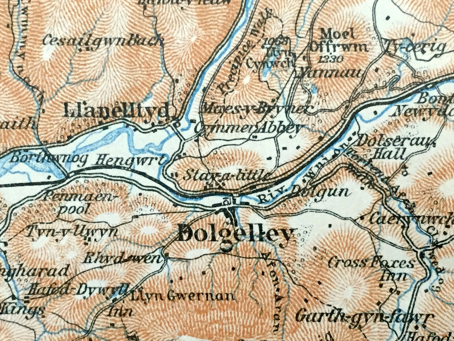 Antique 1927 Gwynedd, Wales Map from Baedekers Atlas of Great Britain – River Mawddach, Barmouth, Dolgelley, Llwyngwril Llanaber Cader Idris