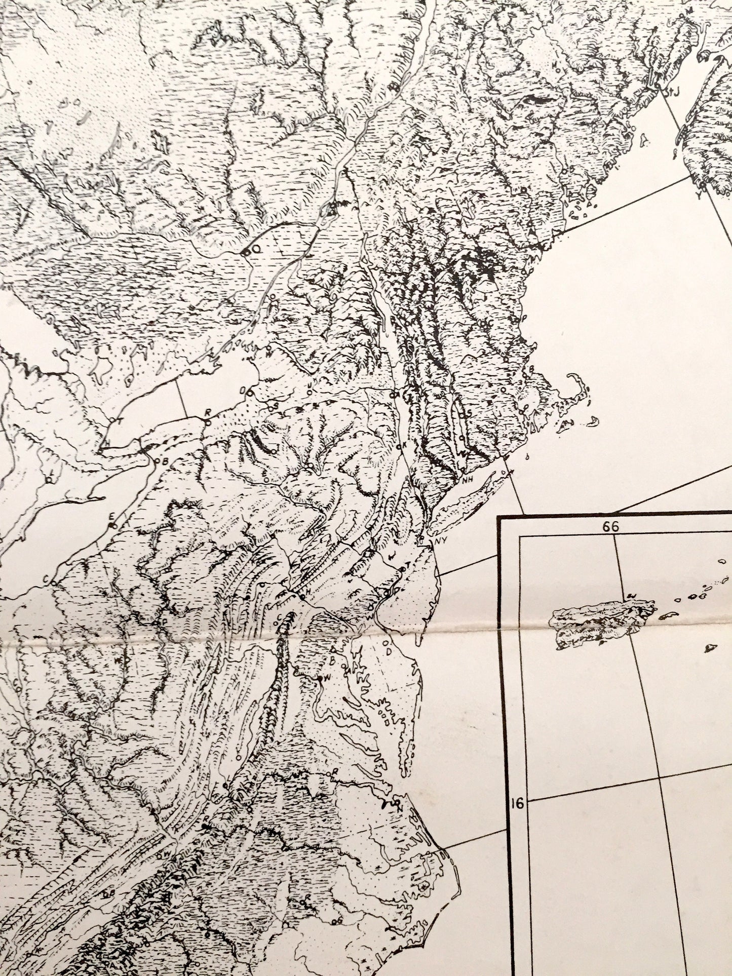 Antique 1948 Physiographic Diagram and Provinces of North America – United States, Canada, Mexico, West Indies, Greenland, Antilles