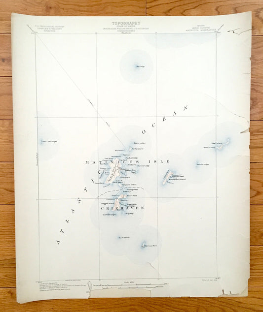 Antique Matinicus, Maine 1906 US Geological Survey Topographic Map – Criehaven, Wooden Ball, Ragged, Seal Island, Knox County Seal Ledges ME
