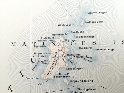 Antique Matinicus, Maine 1906 US Geological Survey Topographic Map – Criehaven, Wooden Ball, Ragged, Seal Island, Knox County Seal Ledges ME