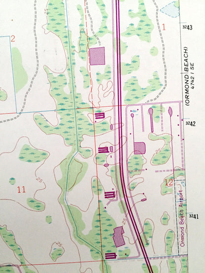 Antique Favoretta, Florida 1956 US Geological Survey Topographic Map – Flagler, Volusia County, National Gardens, Hull Cypress Swamp