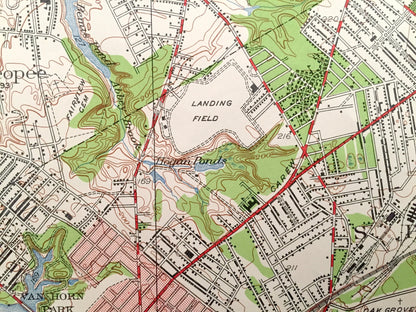 Antique Springfield North, Massachusetts 1946 US Geological Survey Topographic Map – Hampden County, South Hadley, Granby, Holyoke, Chicopee