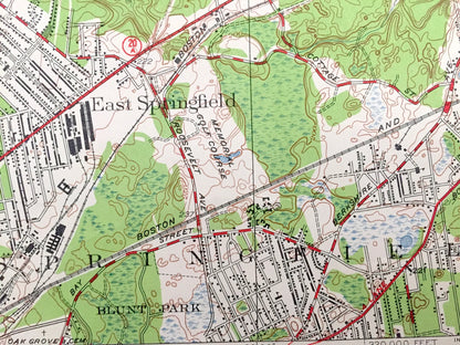 Antique Springfield North, Massachusetts 1946 US Geological Survey Topographic Map – Hampden County, South Hadley, Granby, Holyoke, Chicopee