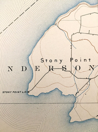 Antique Stony Island, New York 1895 US Geological Survey Map – Jefferson County, Hounsfield, Henderson, Galloo, Point, Point Peninsula NY