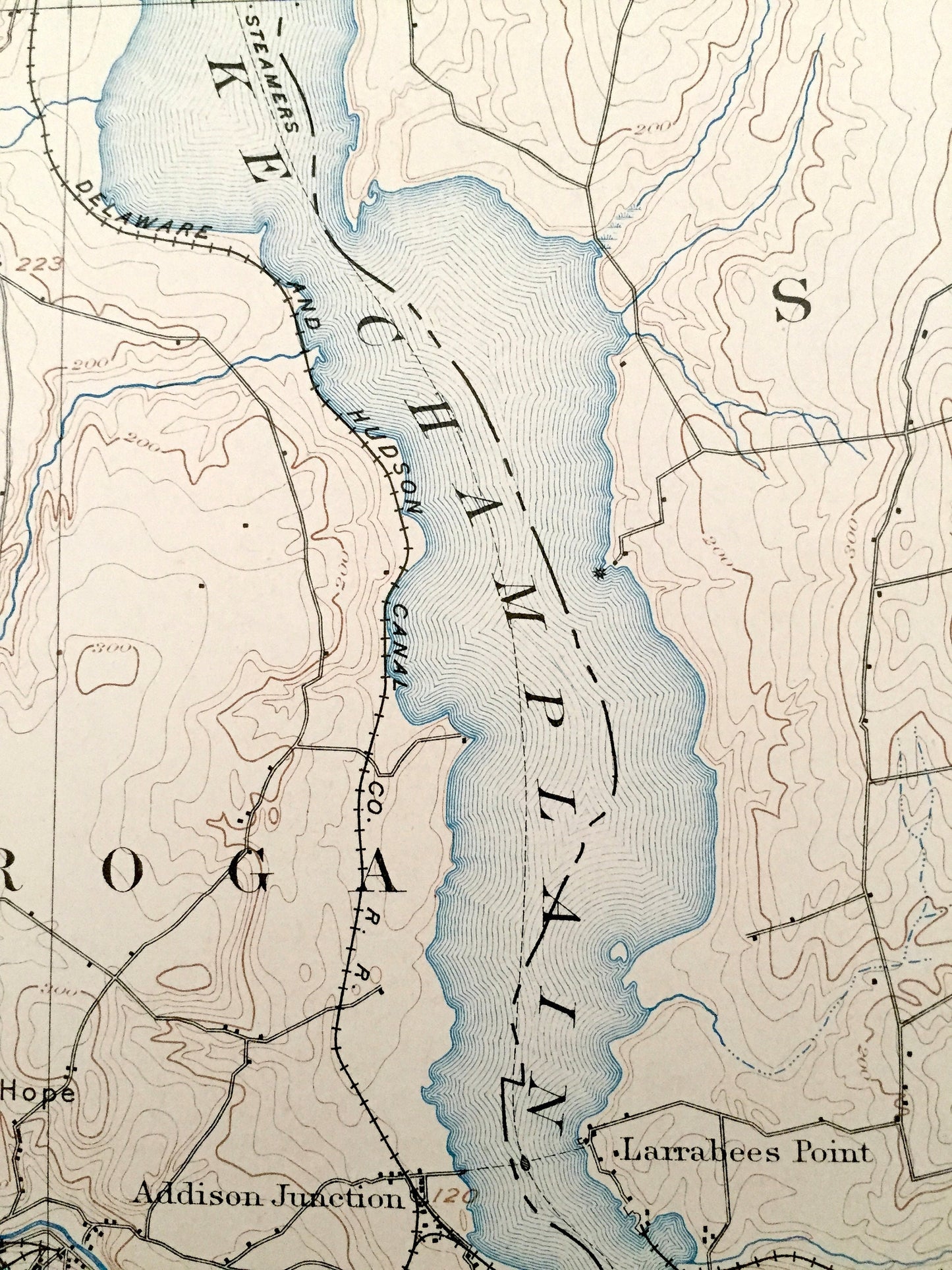 Antique Ticonderoga, New York 1896 US Geological Survey Topographic Map – Lake Champlain, George, Crown Point, Putnam, Orwell, Vermont NY VT