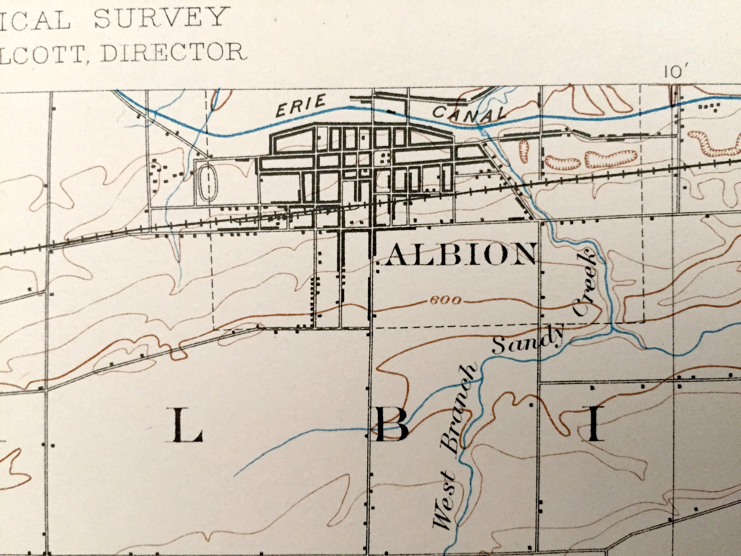 Antique Albion, New York 1897 US Geological Survey Topographic Map – Holley, Batavia, Genesee, Orleans County, Barre, Byron, Elba, Clarendon