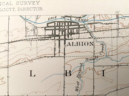 Antique Albion, New York 1897 US Geological Survey Topographic Map – Holley, Batavia, Genesee, Orleans County, Barre, Byron, Elba, Clarendon