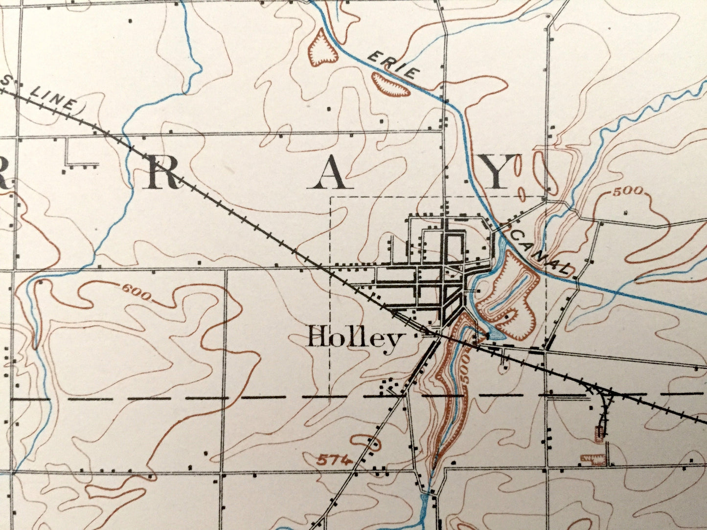 Antique Albion, New York 1897 US Geological Survey Topographic Map – Holley, Batavia, Genesee, Orleans County, Barre, Byron, Elba, Clarendon