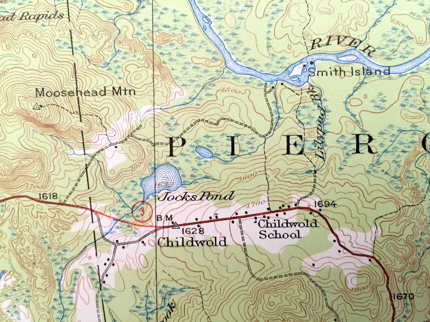 Antique Childwold, New York 1920 US Geological Survey Topographic Map – Adirondacks, St Lawrence, Franklin County, Raquette, Mt Matumbla, NY